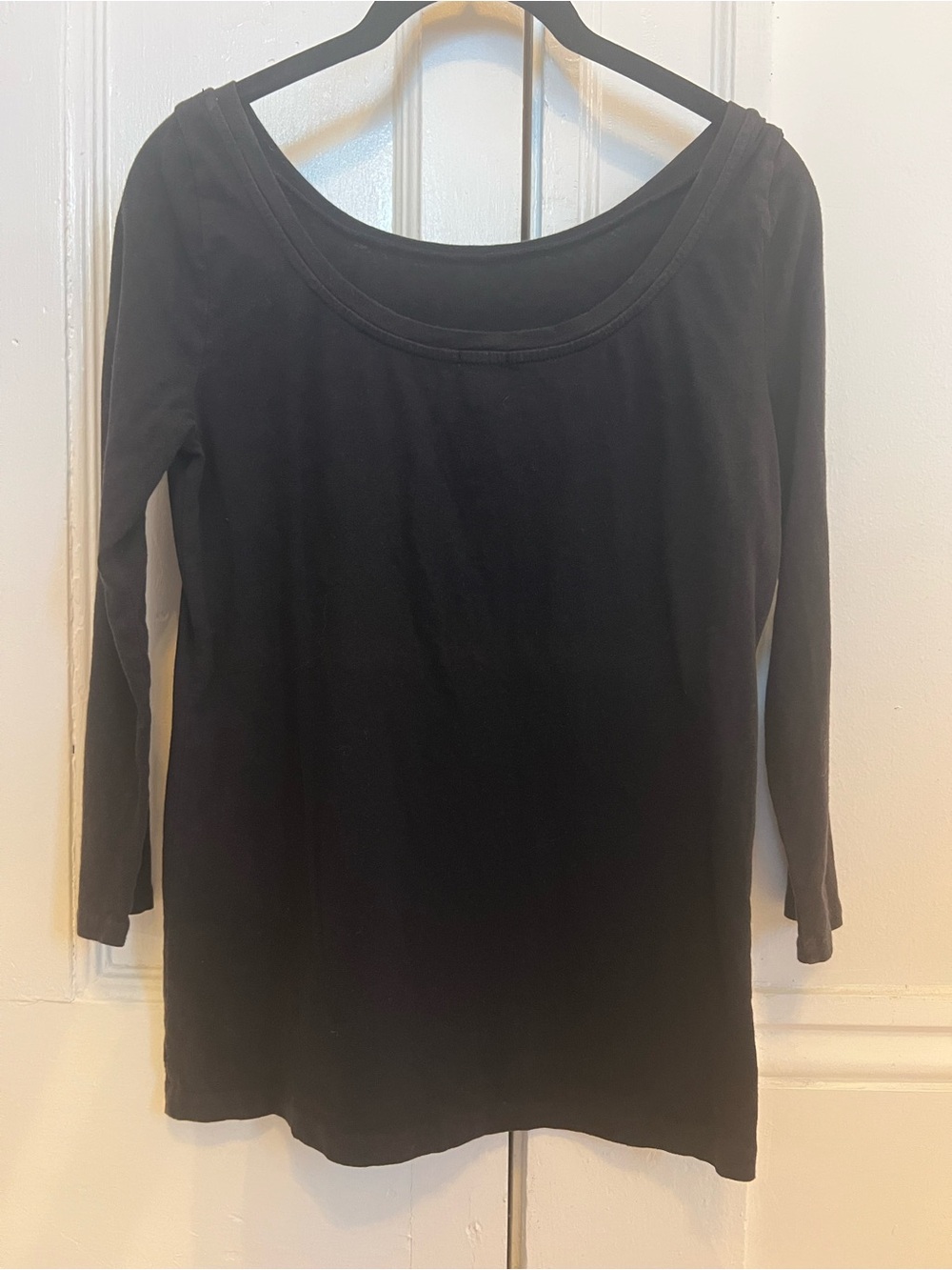 J. Crew | Black Quarter Sleeve Scoop Neck Top